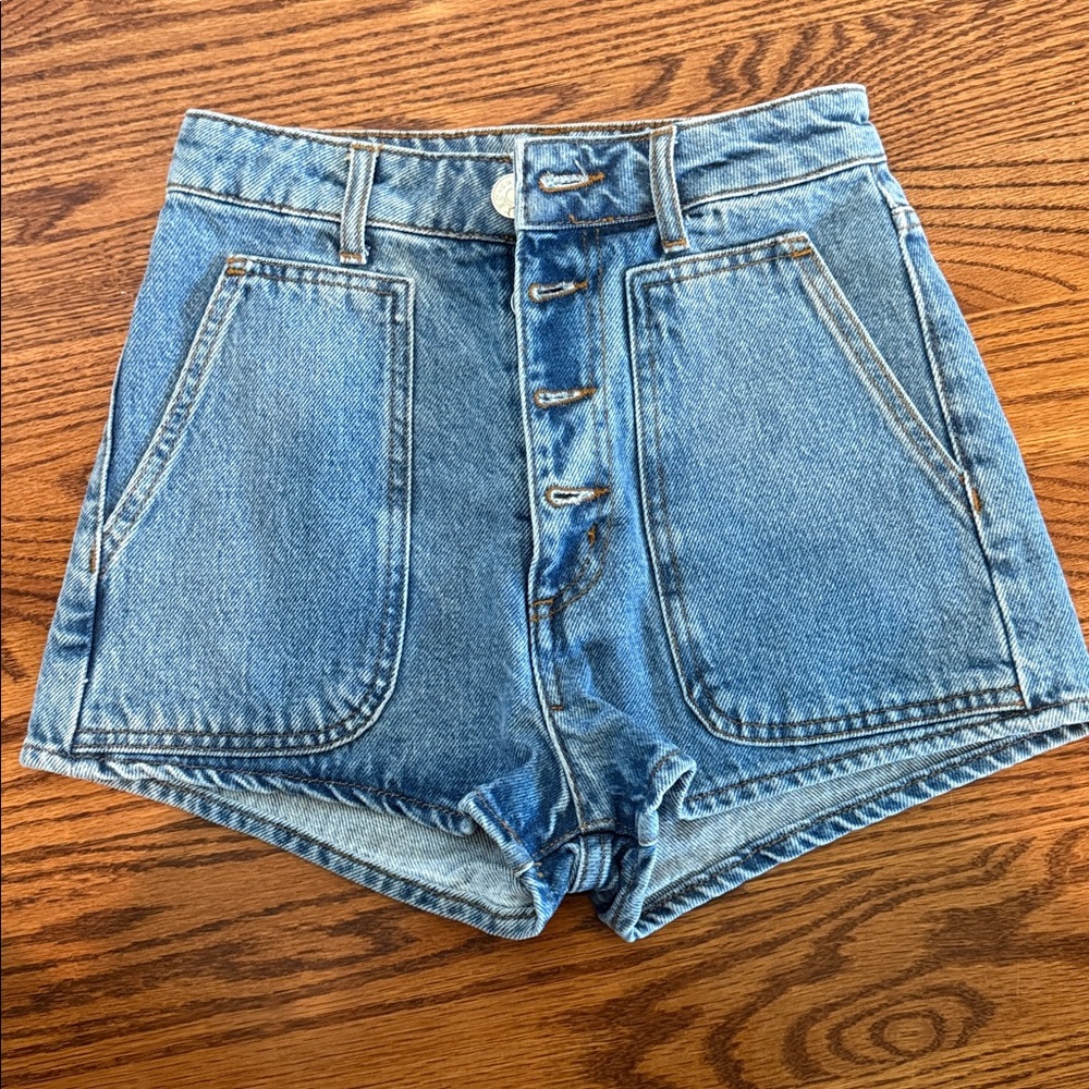 Sandro NWOT Jamy High-Waist Vintage Boho Denim Jean Shorts sz 34 2 XS